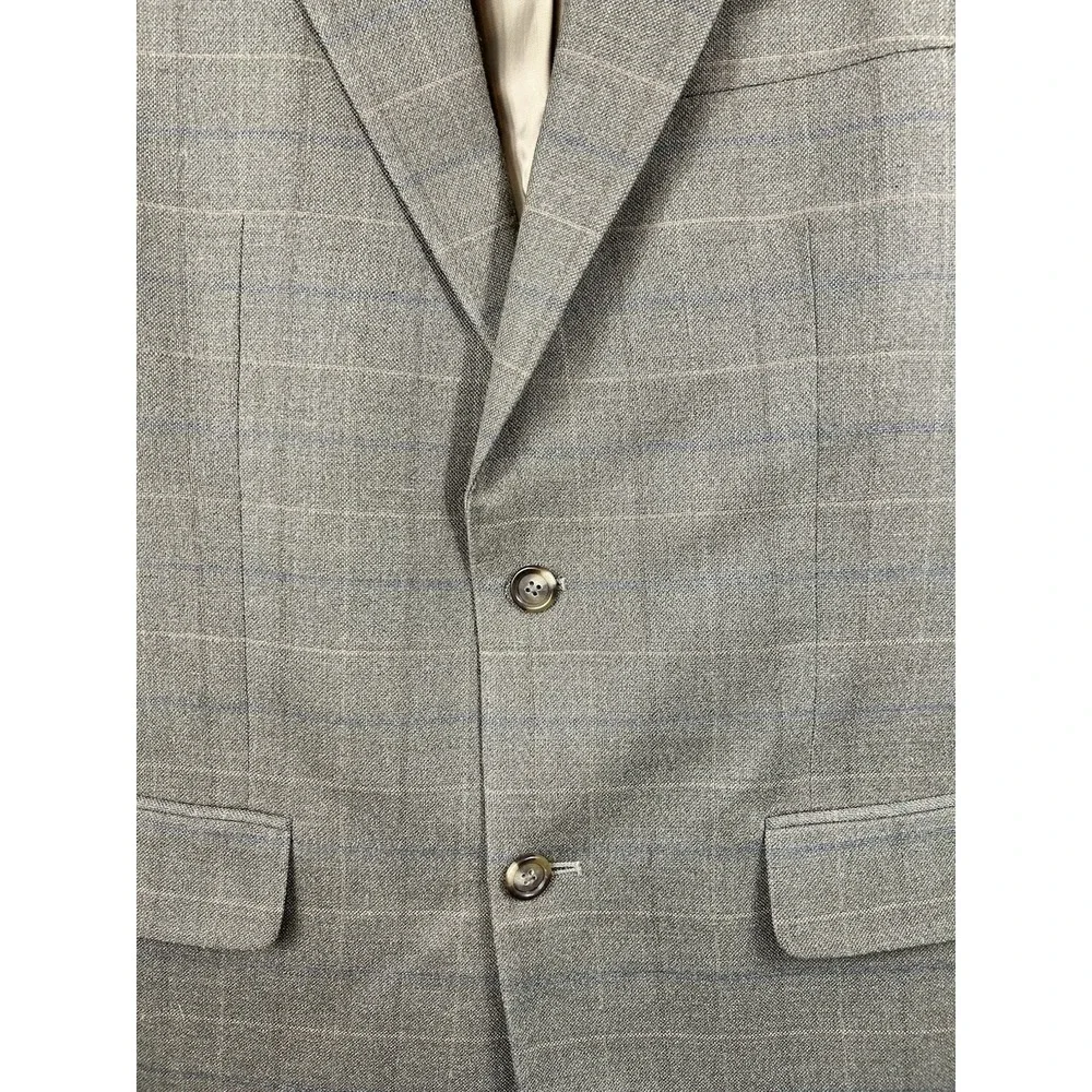 Jos. A. Bank 40R Silk Wool Blazer Windowpane Sport‎ Coat Dark Academia Tan Green